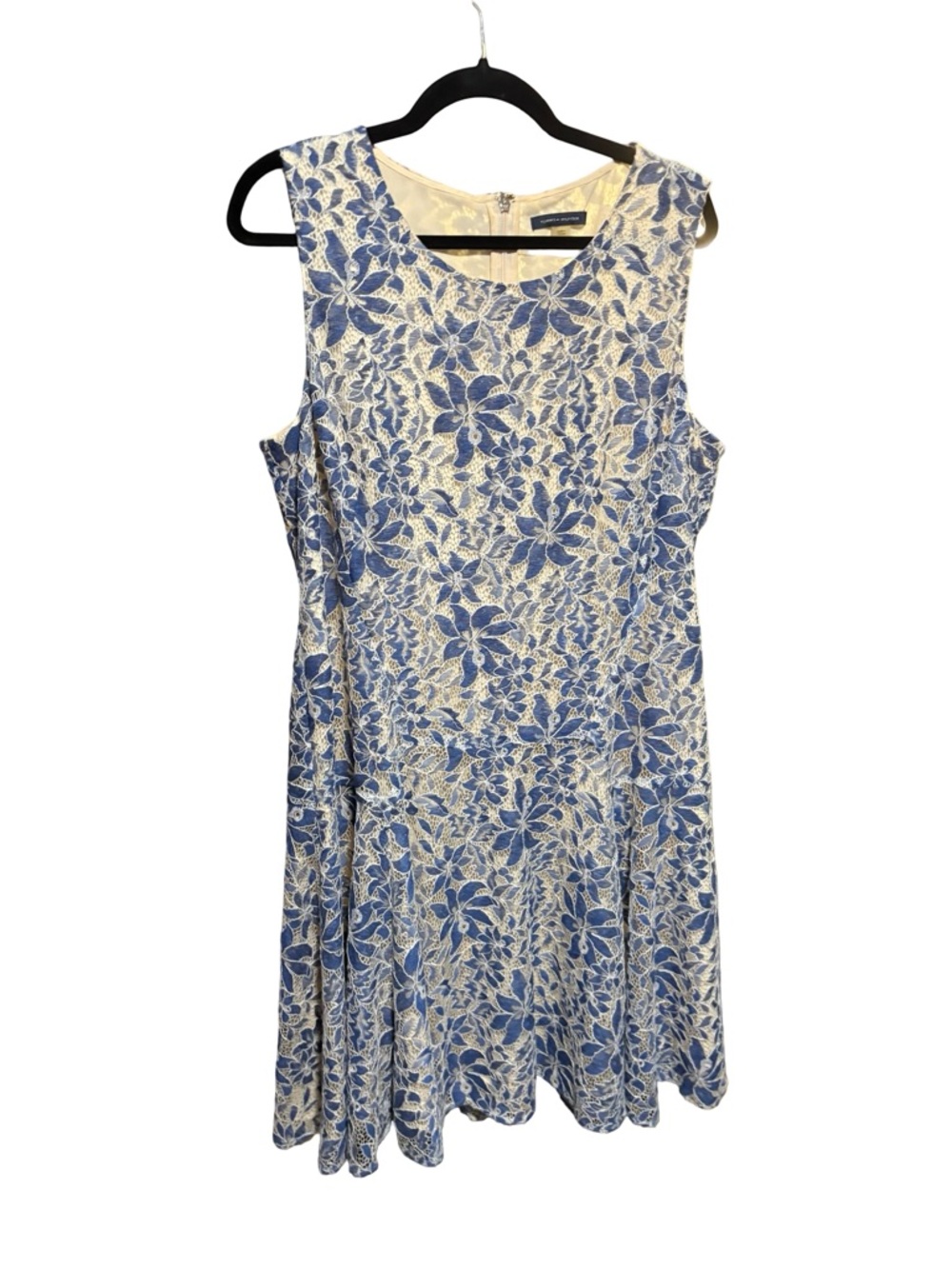 Tommy Hilfiger Blue & White Floral Lace Sleeveless Dress Size 18 - Picture 4 of 4
